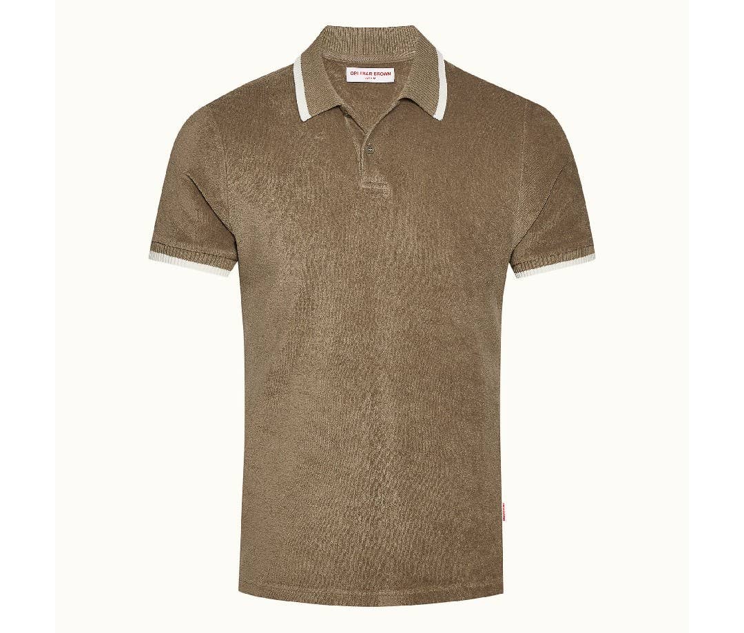 A classic fit Orlebar brown Jarrett coconut towel polo shirt